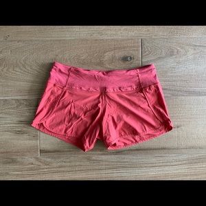 Lululemon running shorts, mauve color